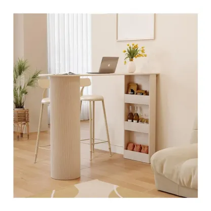 Modern Free Form White Stone Metal 3-Tier Shelf Bar Tables Image - 8