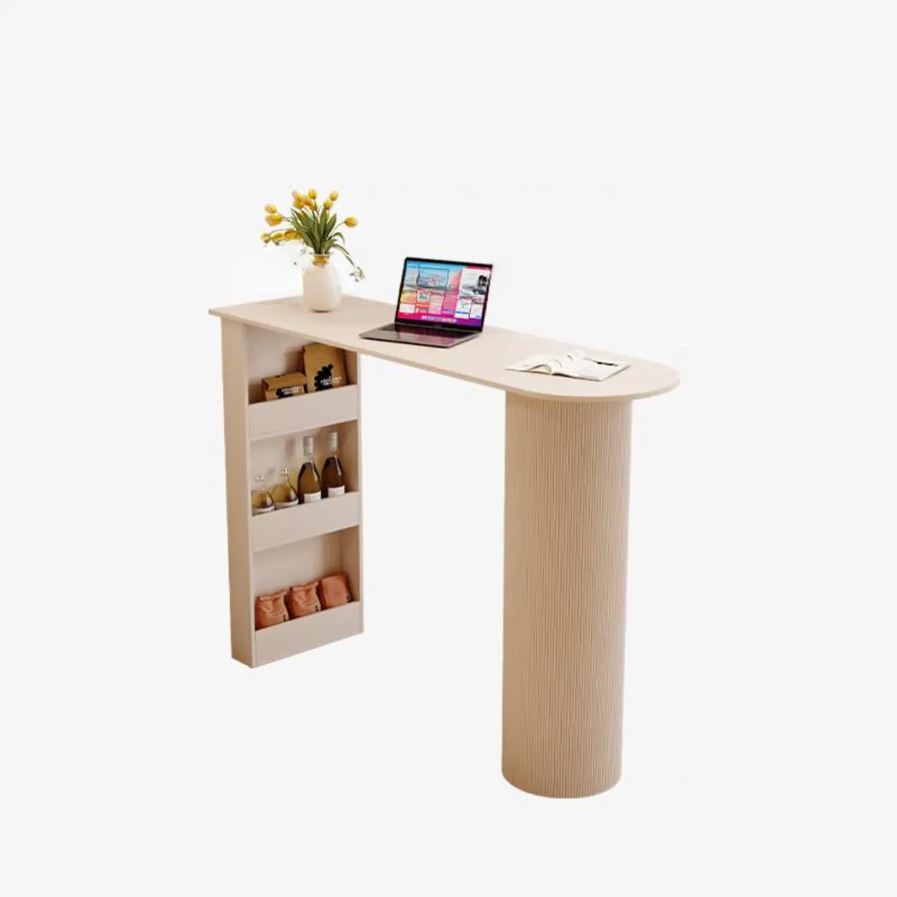 Modern Free Form White Stone Metal 3-Tier Shelf Bar Tables Image - 9 | homeyfad