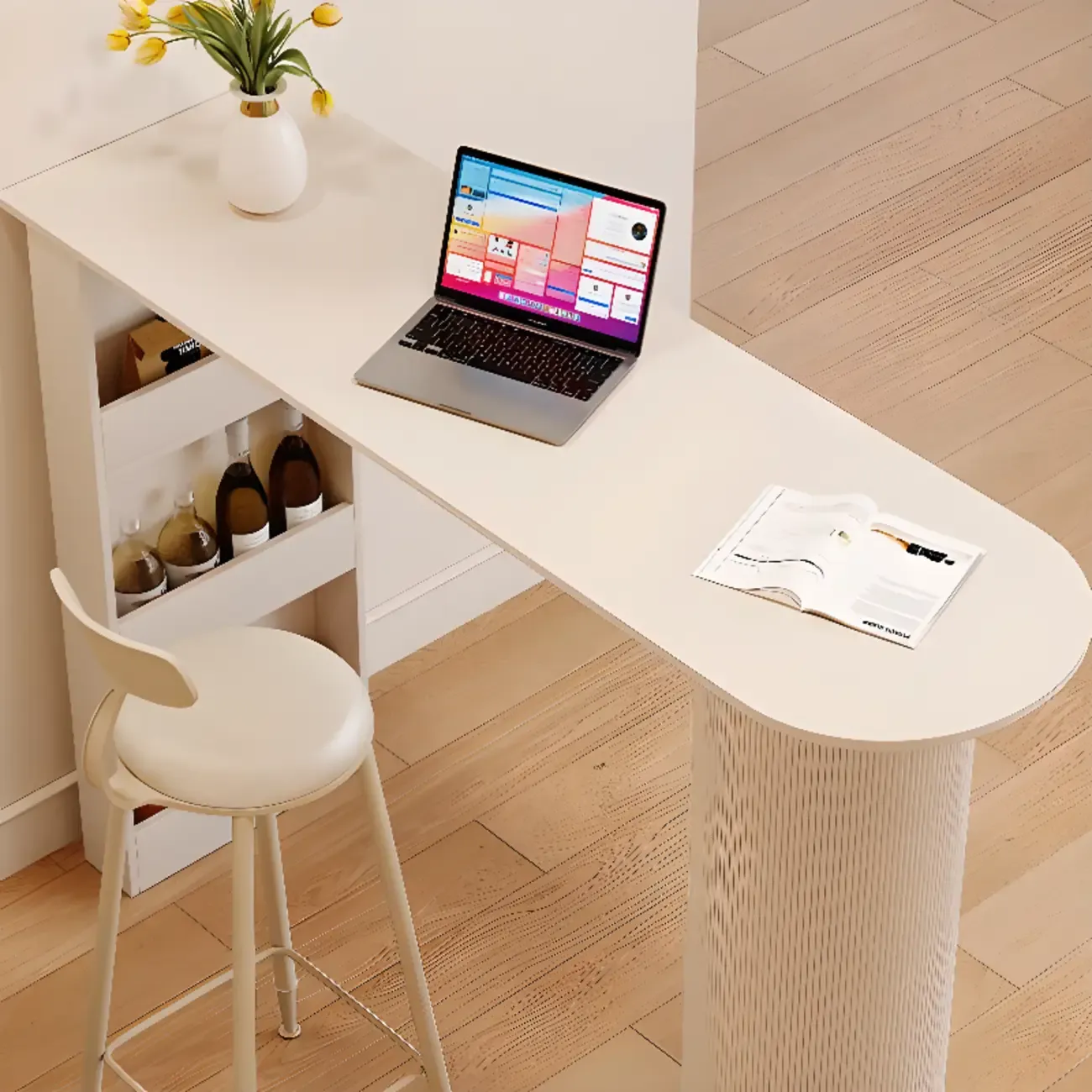 Modern Free Form White Stone Metal 3-Tier Shelf Bar Tables Image - 10