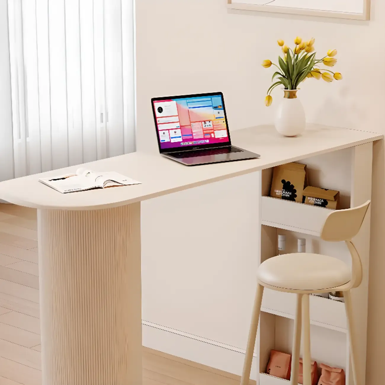 Modern Free Form White Stone Metal 3-Tier Shelf Bar Tables Image - 11