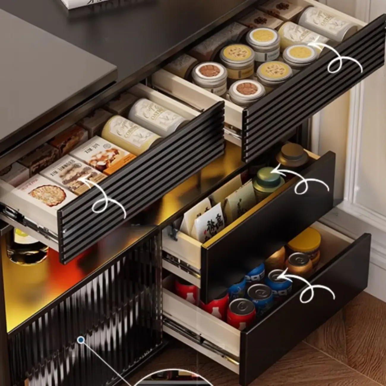 Modern Black Wood Convertible Space-Saving Storage Bar Tables Image - 10