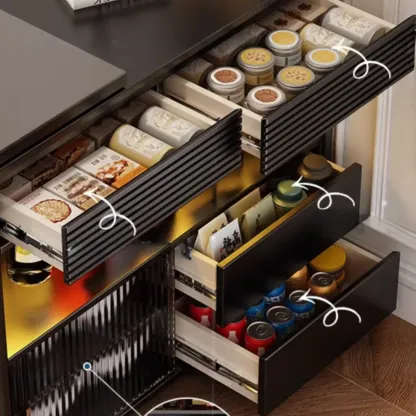 Modern Black Wood Convertible Space-Saving Storage Bar Tables Image - 10