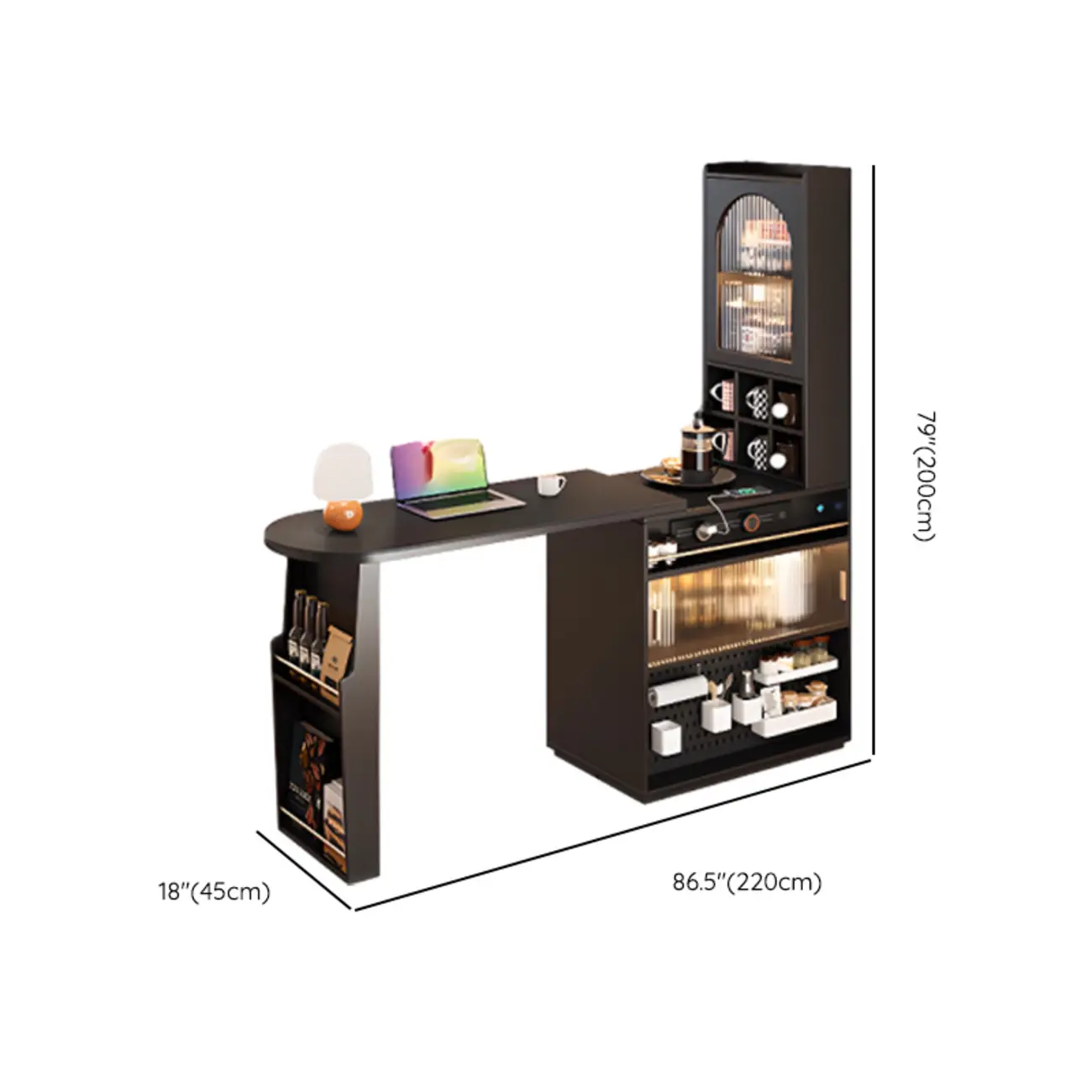 Modern Black Wood Convertible Space-Saving Storage Bar Tables Image - 18 | homeyfad