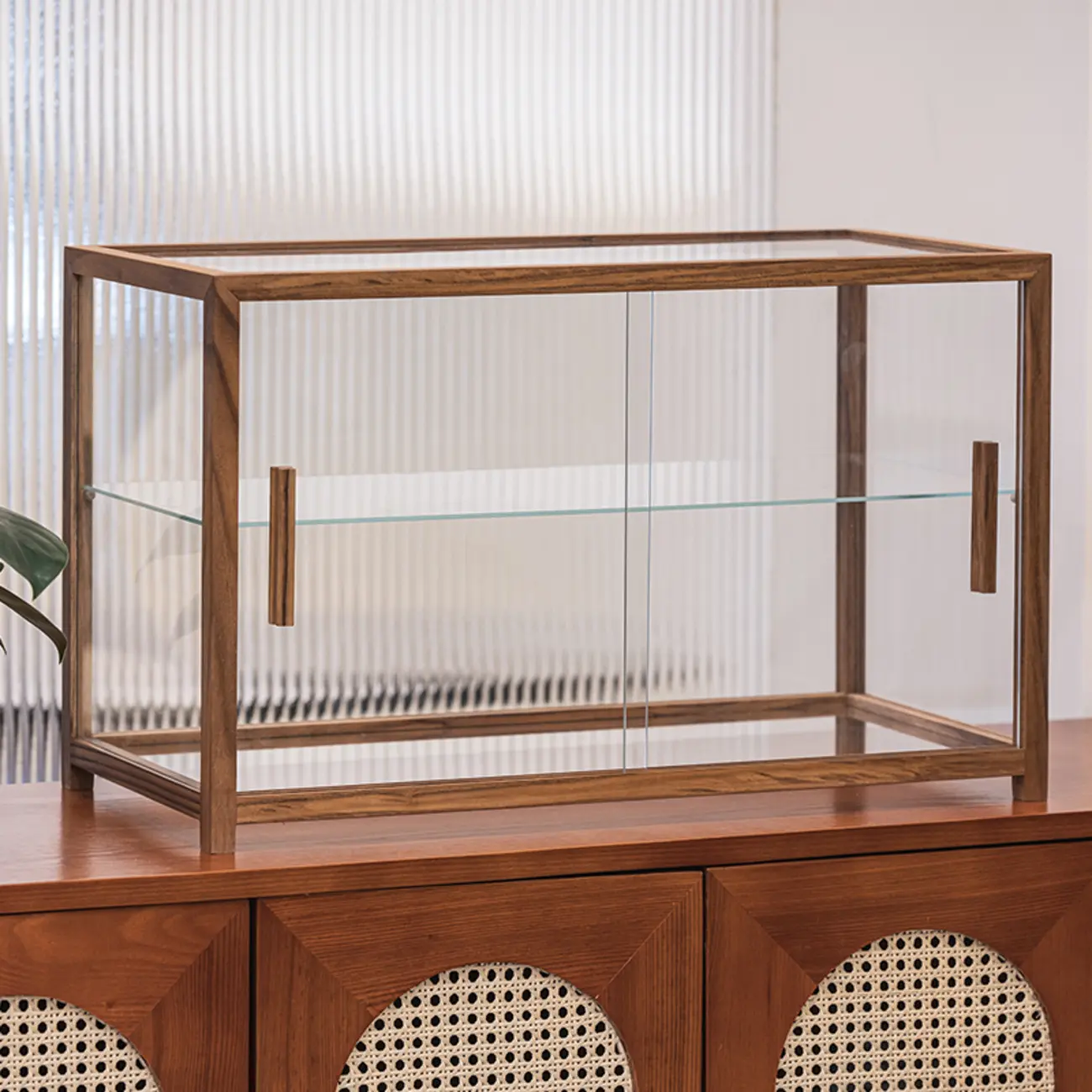 Wooden 2-tier Modern Glass Display Cabinet for Home Image - 2 | homeyfad