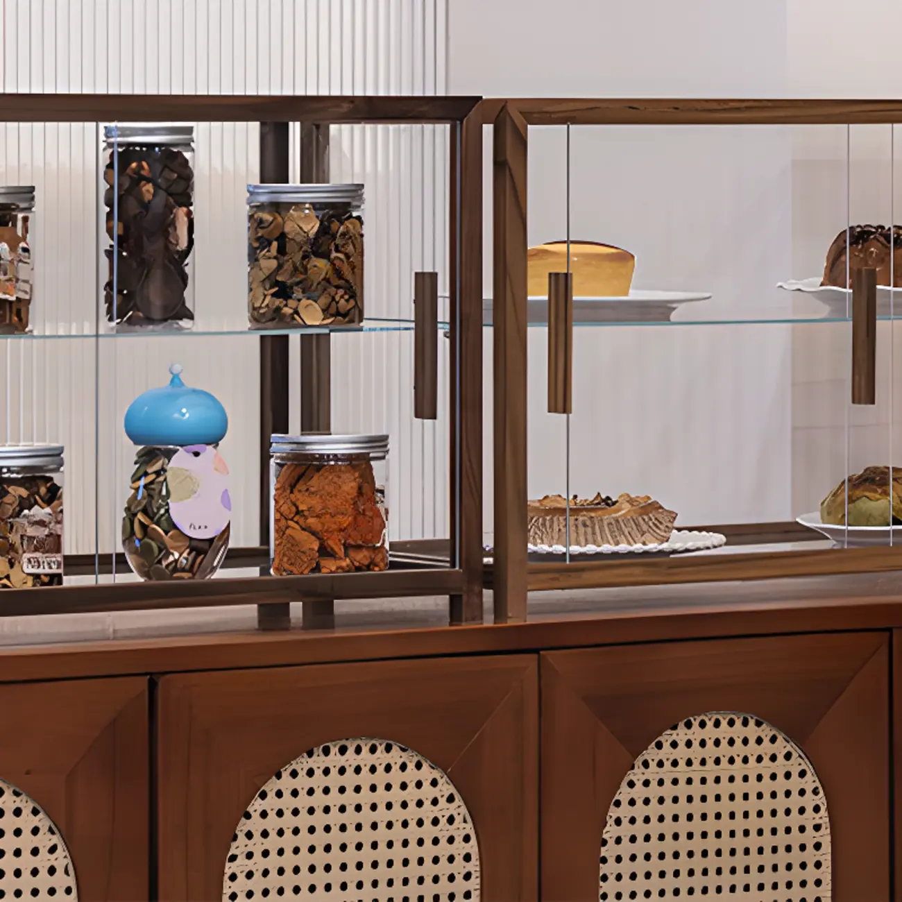 Wooden 2-tier Modern Glass Display Cabinet for Home Image - 6 | homeyfad