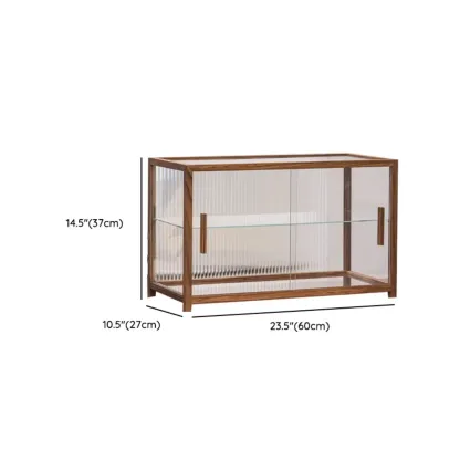 Wooden 2-tier Modern Glass Display Cabinet for Home Image - 9