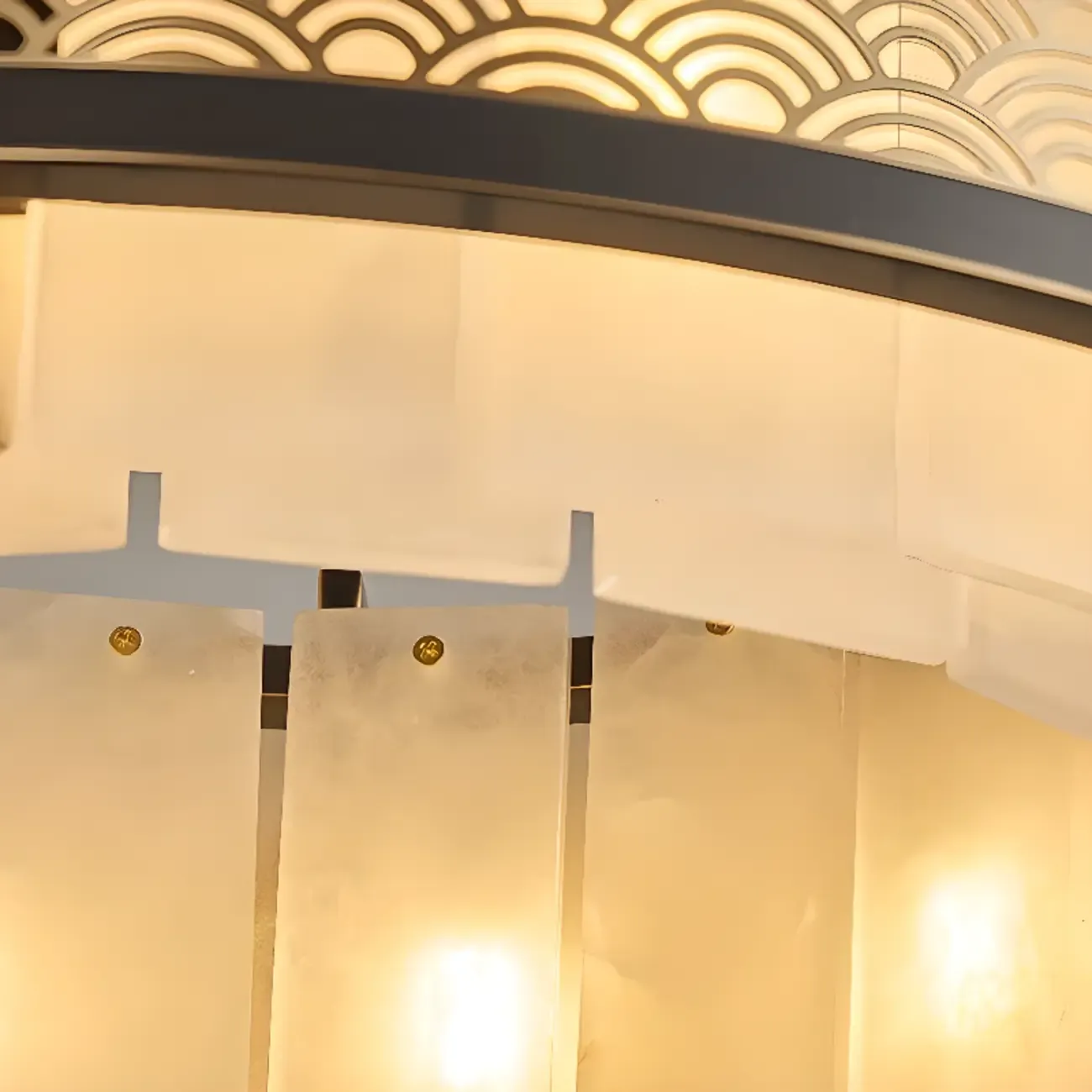 Black Round Metal Crystal Modern Chandelier Light Image - 4