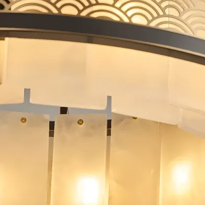 Black Round Metal Crystal Modern Chandelier Light Image - 4