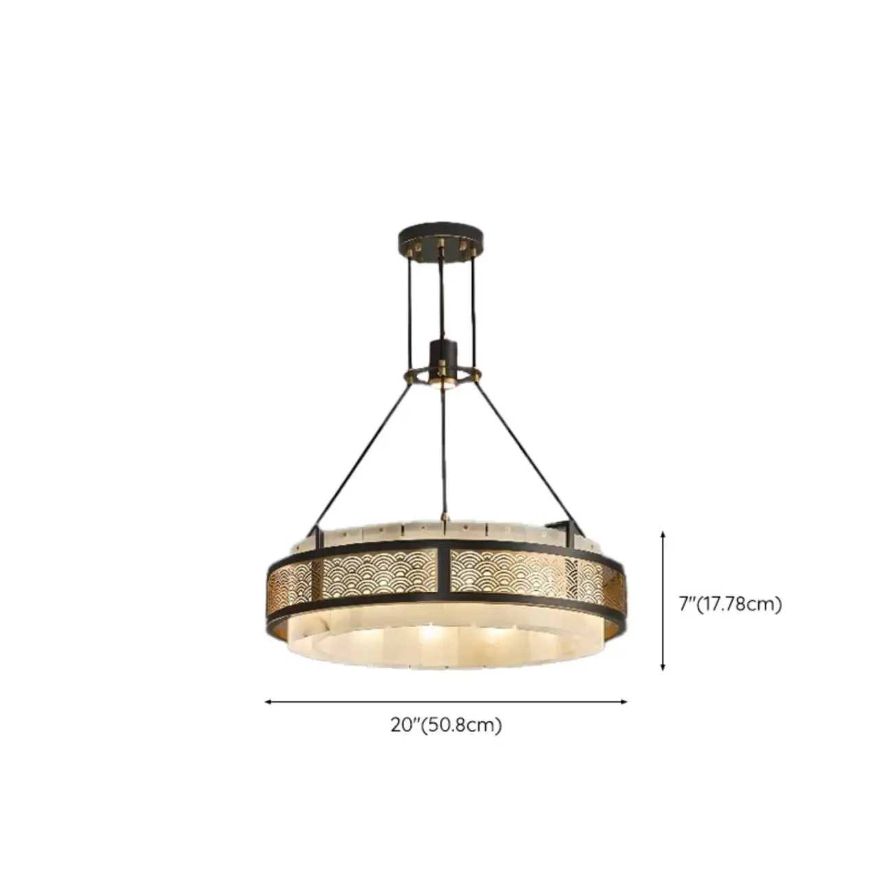 Black Round Metal Crystal Modern Chandelier Light #size