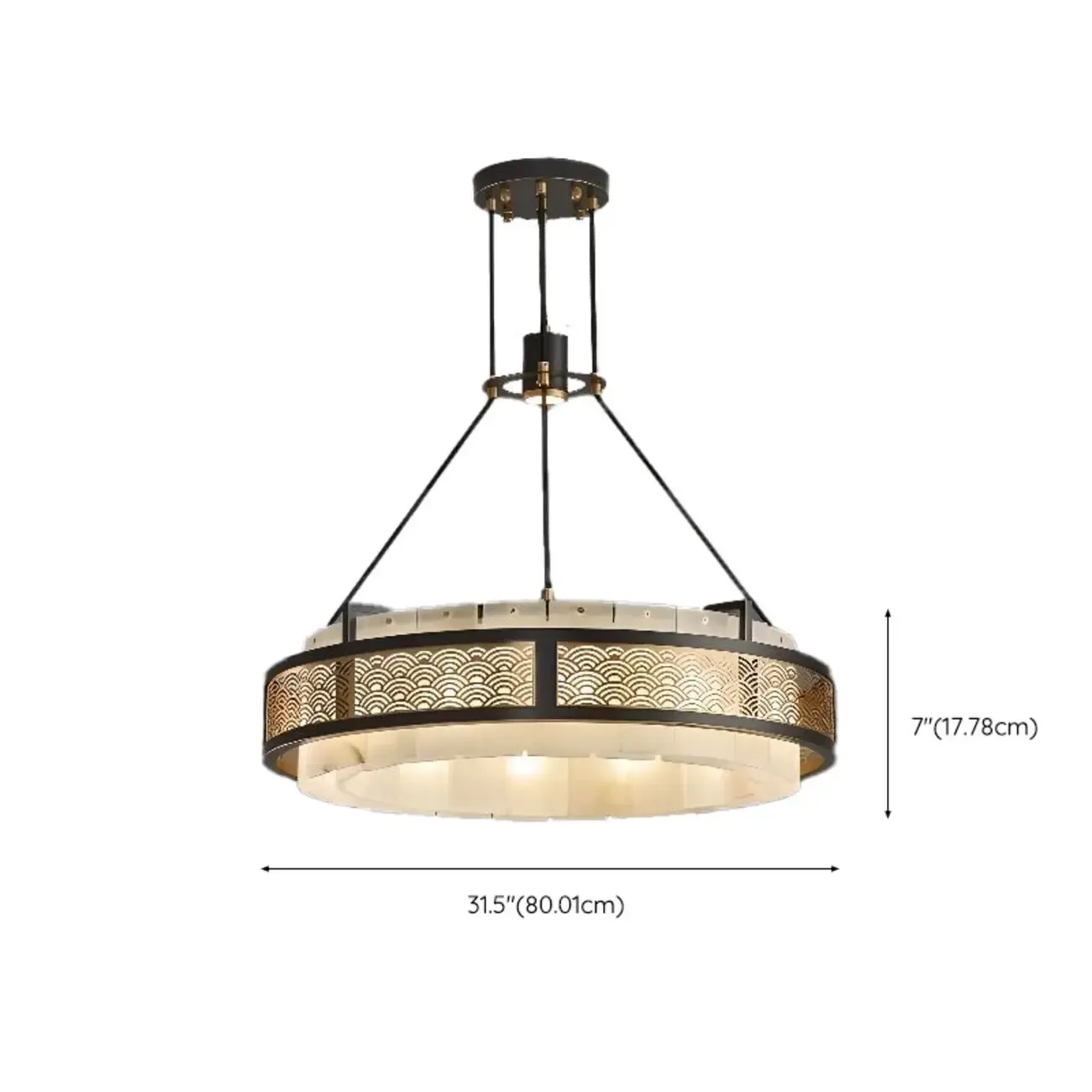 Black Round Metal Crystal Modern Chandelier Light Image - 13