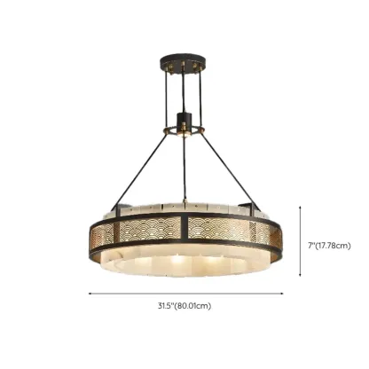 Black Round Metal Crystal Modern Chandelier Light Image - 13