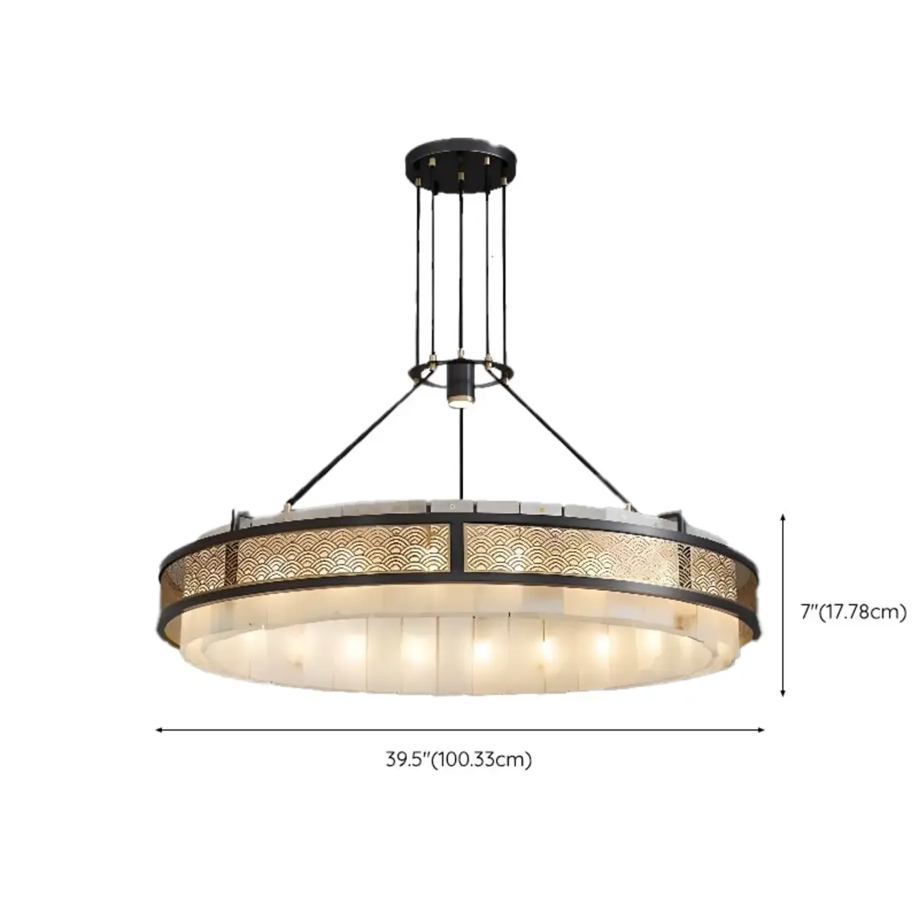 Black Round Metal Crystal Modern Chandelier Light Image - 14