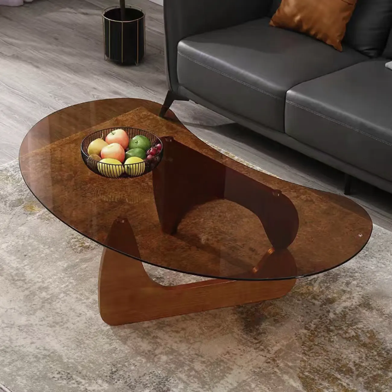 Nordic Free Form Glass Top Coffee Table in Abstract Base Image - 2 | homeyfad
