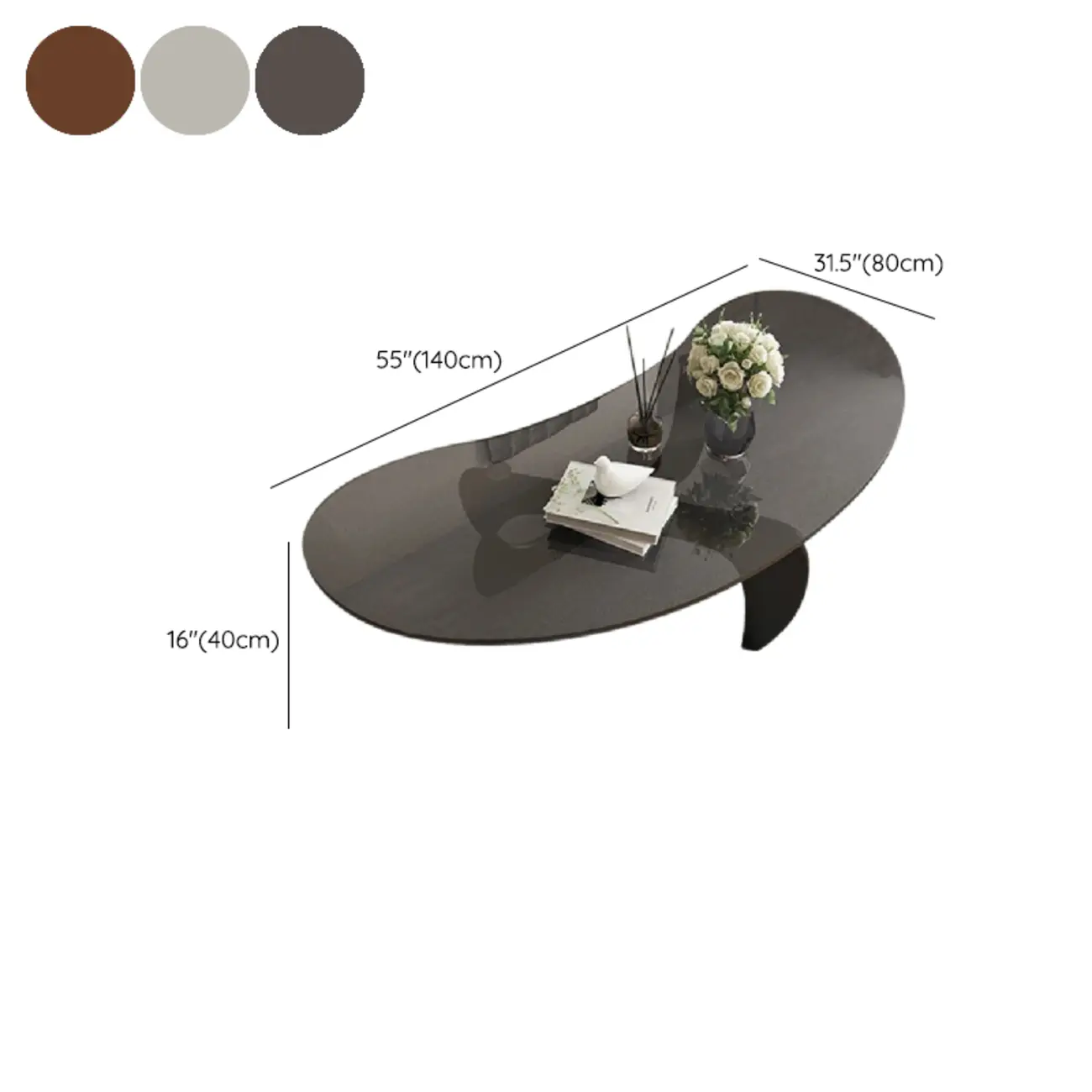 Nordic Free Form Glass Top Coffee Table in Abstract Base Image - 14 | homeyfad