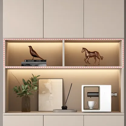 Freestanding Modern Tall Wood Open Storage Wine Cabinet Image - 5