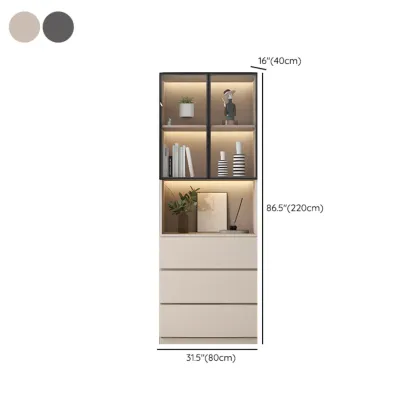 Freestanding Modern Tall Wood Open Storage Wine Cabinet Image - 21