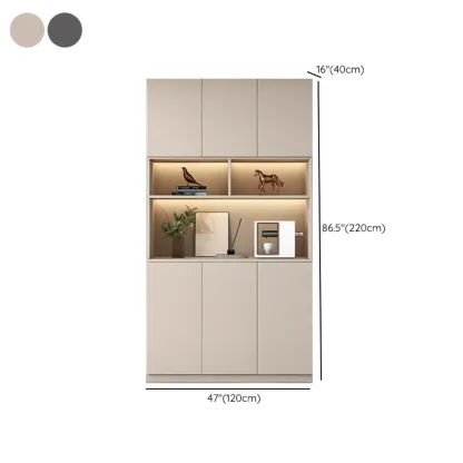 Freestanding Modern Tall Wood Open Storage Wine Cabinet Image - 22