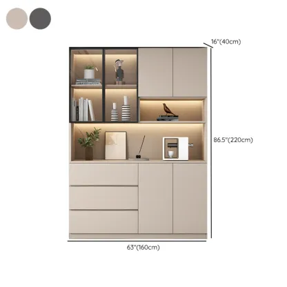 Freestanding Modern Tall Wood Open Storage Wine Cabinet Image - 23