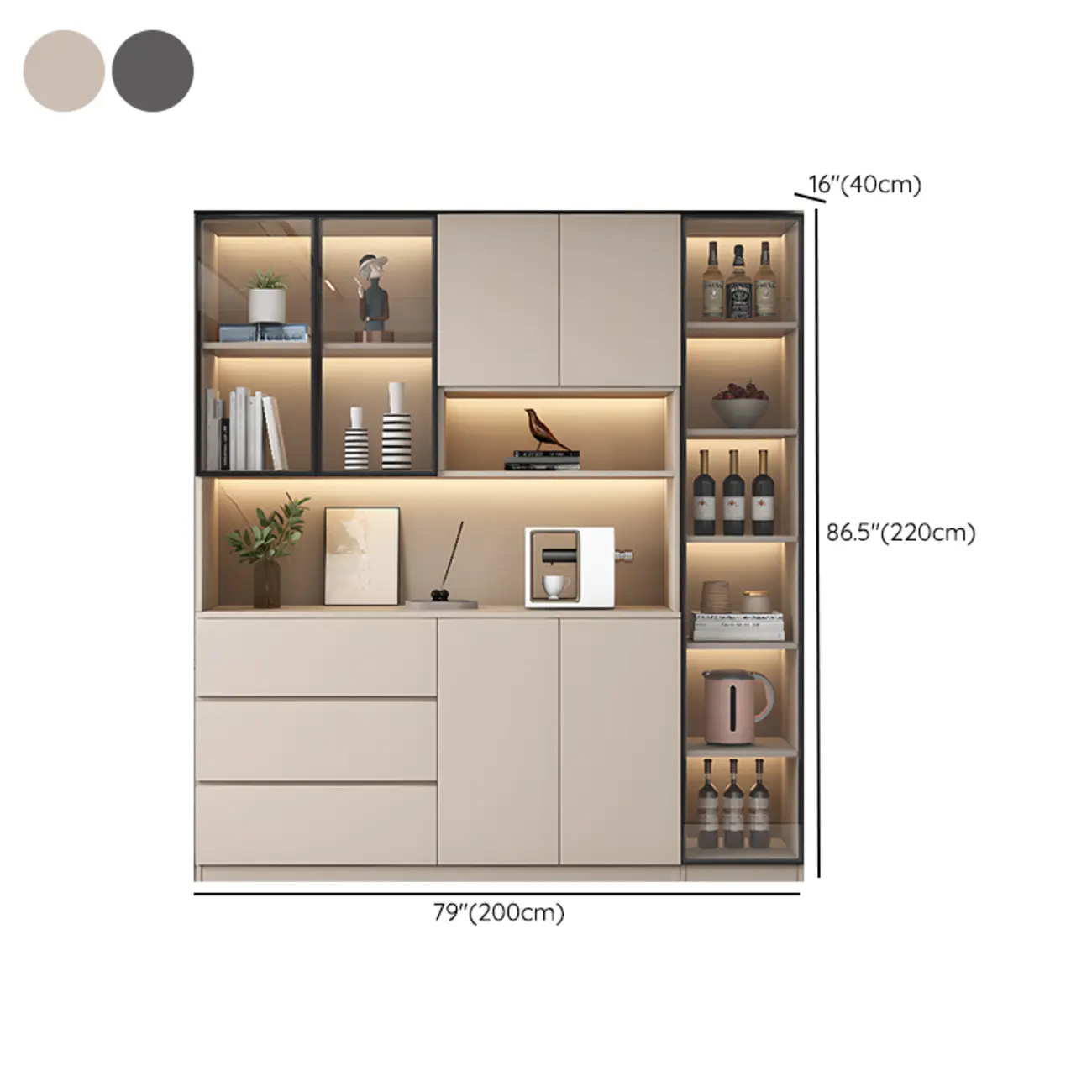 Freestanding Modern Tall Wood Open Storage Wine Cabinet Image - 24 | homeyfad