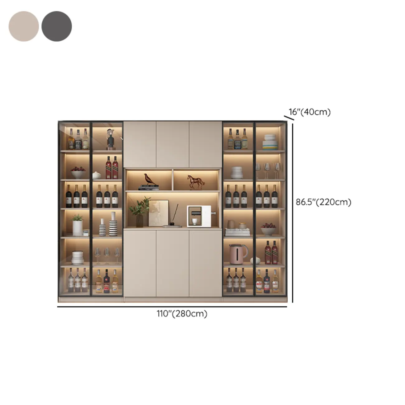 Freestanding Modern Tall Wood Open Storage Wine Cabinet Image - 26 | homeyfad