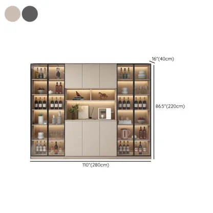 Freestanding Modern Tall Wood Open Storage Wine Cabinet Image - 26