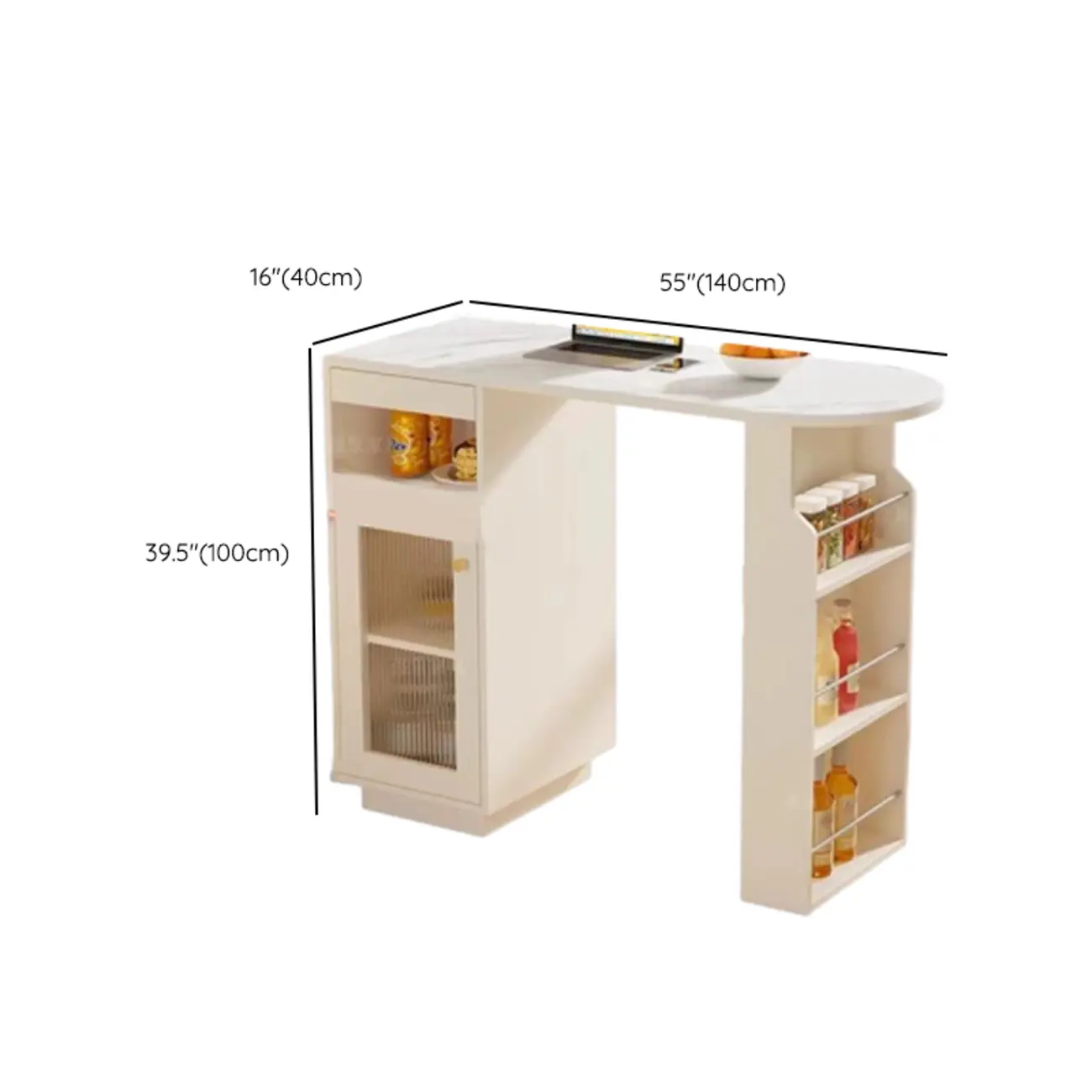 Modern Free Form White Slate Wood Storage Bar Tables Image - 11 | homeyfad