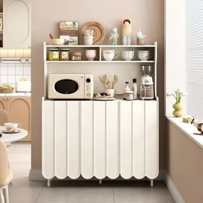 Modish Cream Wood Narrow Sideboard Image - 6