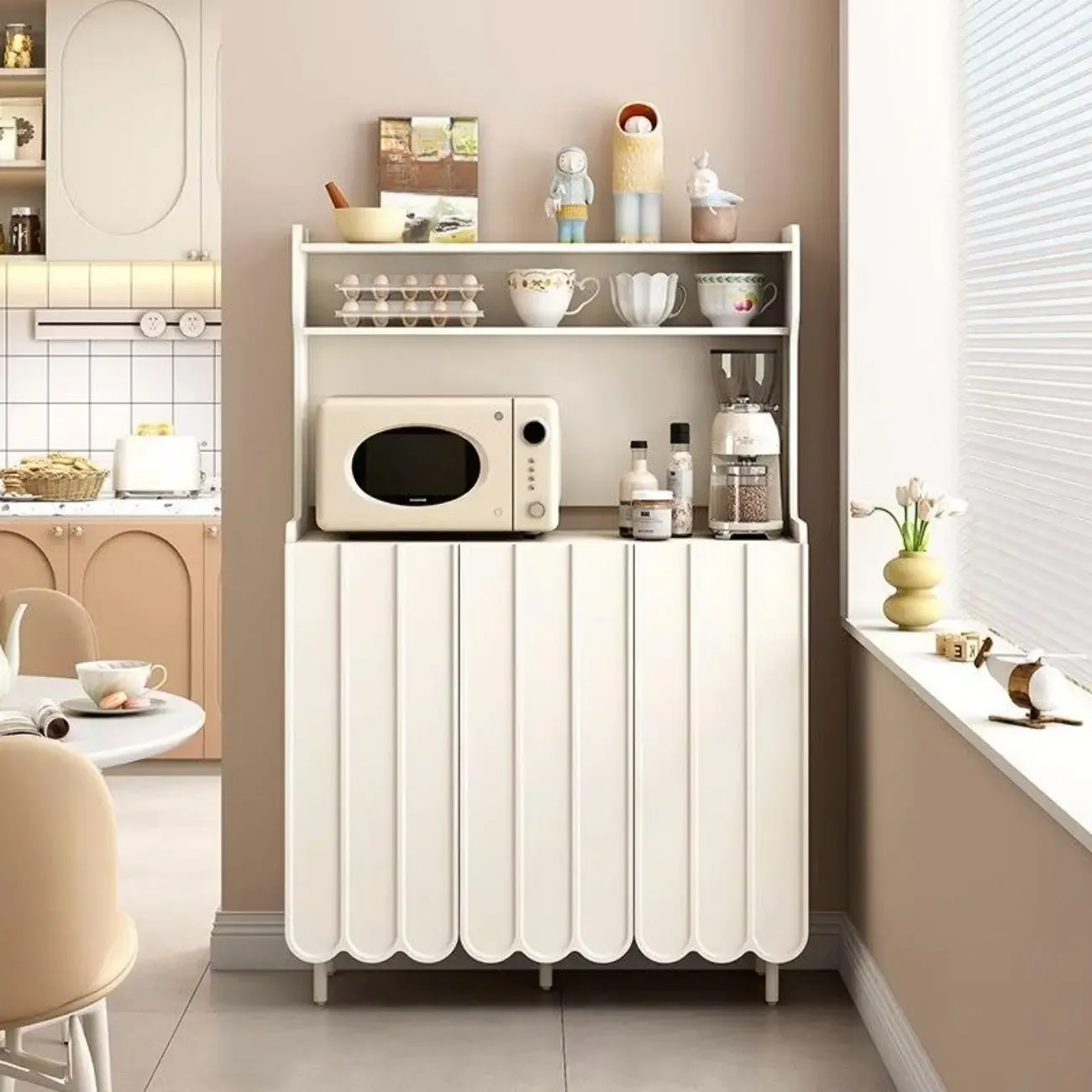 Modish Cream Wood Narrow Sideboard | HomeyFad