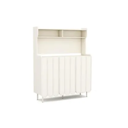 Modish Cream Wood Narrow Sideboard Image - 14