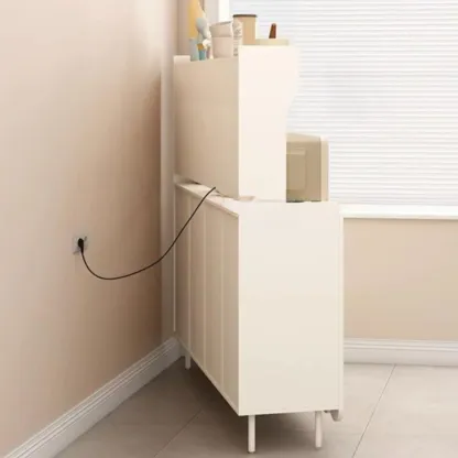 Modish Cream Wood Narrow Sideboard Image - 8