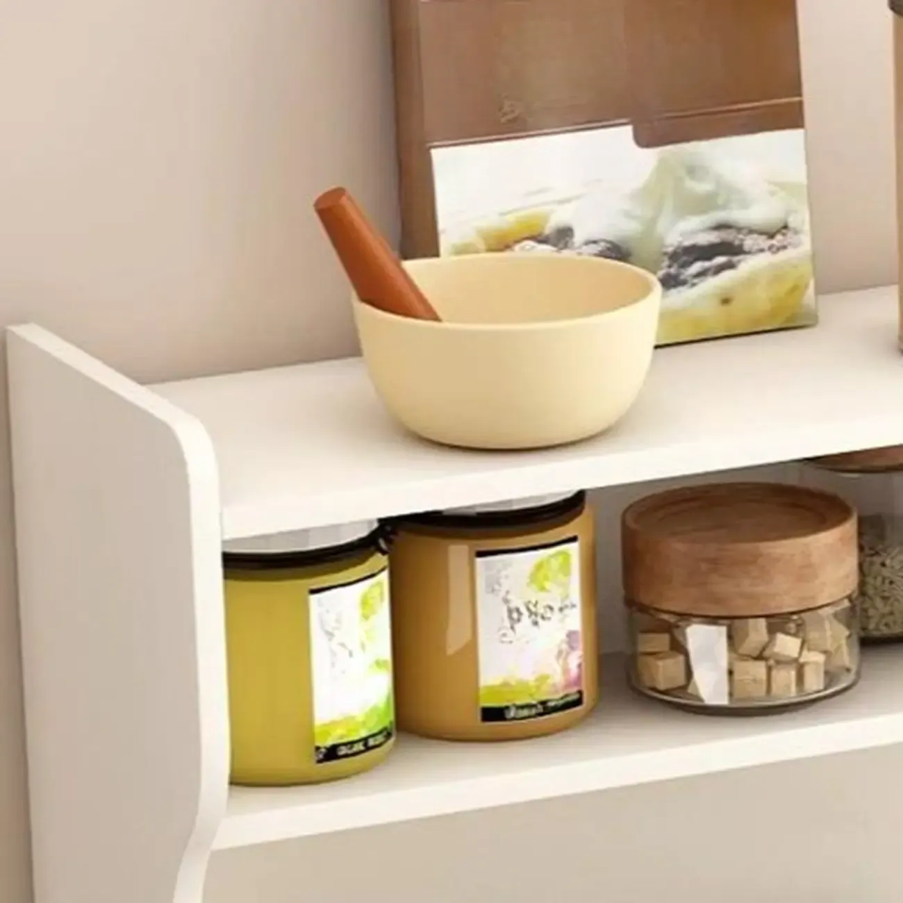 Modish Cream Wood Narrow Sideboard Image - 10