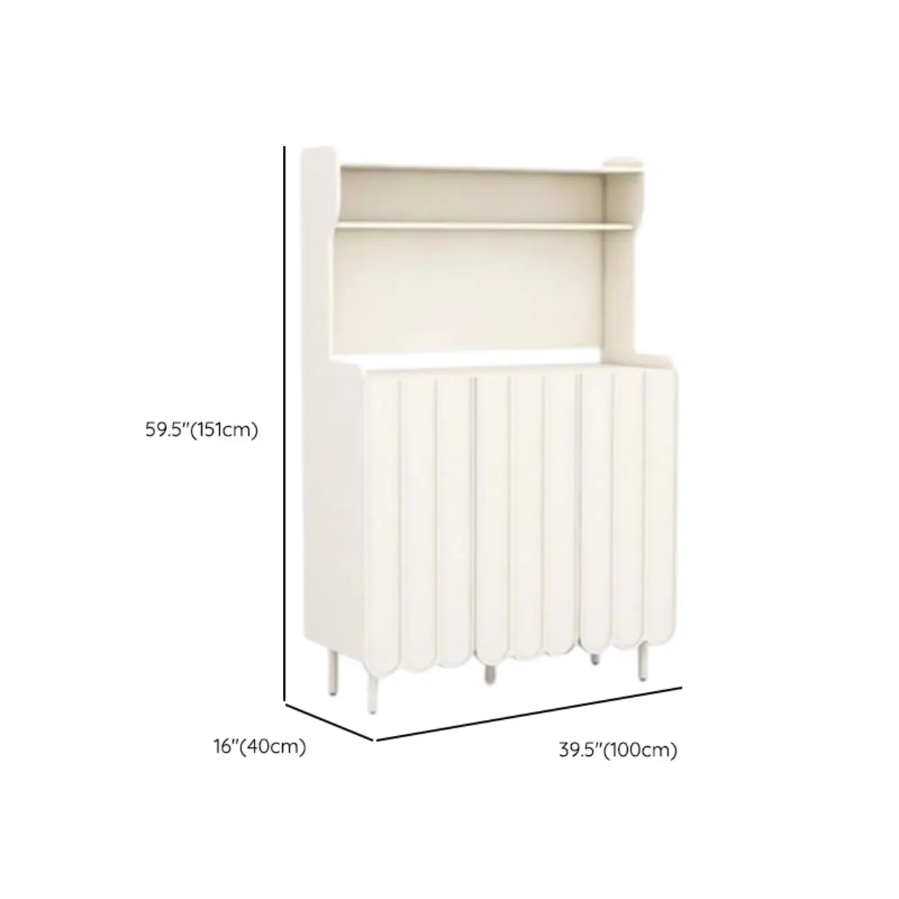 Modish Cream Wood Narrow Sideboard #size