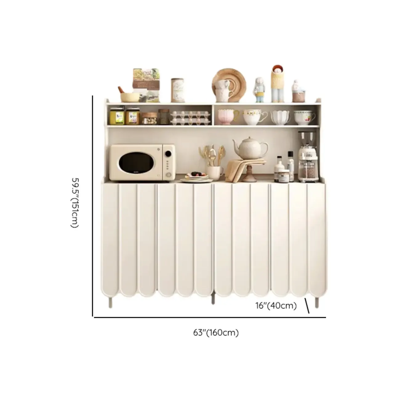 Modish Cream Wood Narrow Sideboard Image - 19