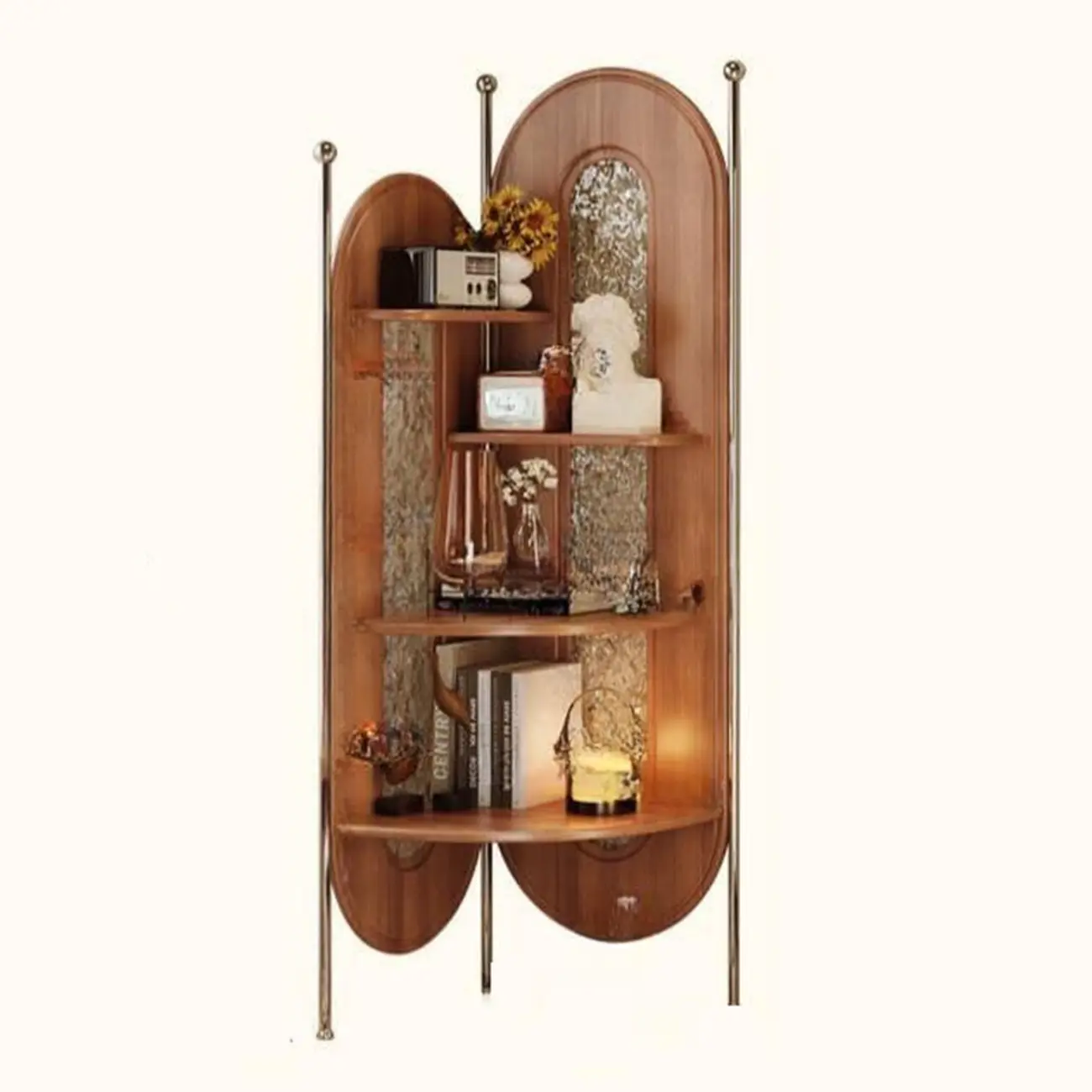 Vintage Brown Silver Corner Decorative Display Bedroom Cabinet Image - 4 | homeyfad