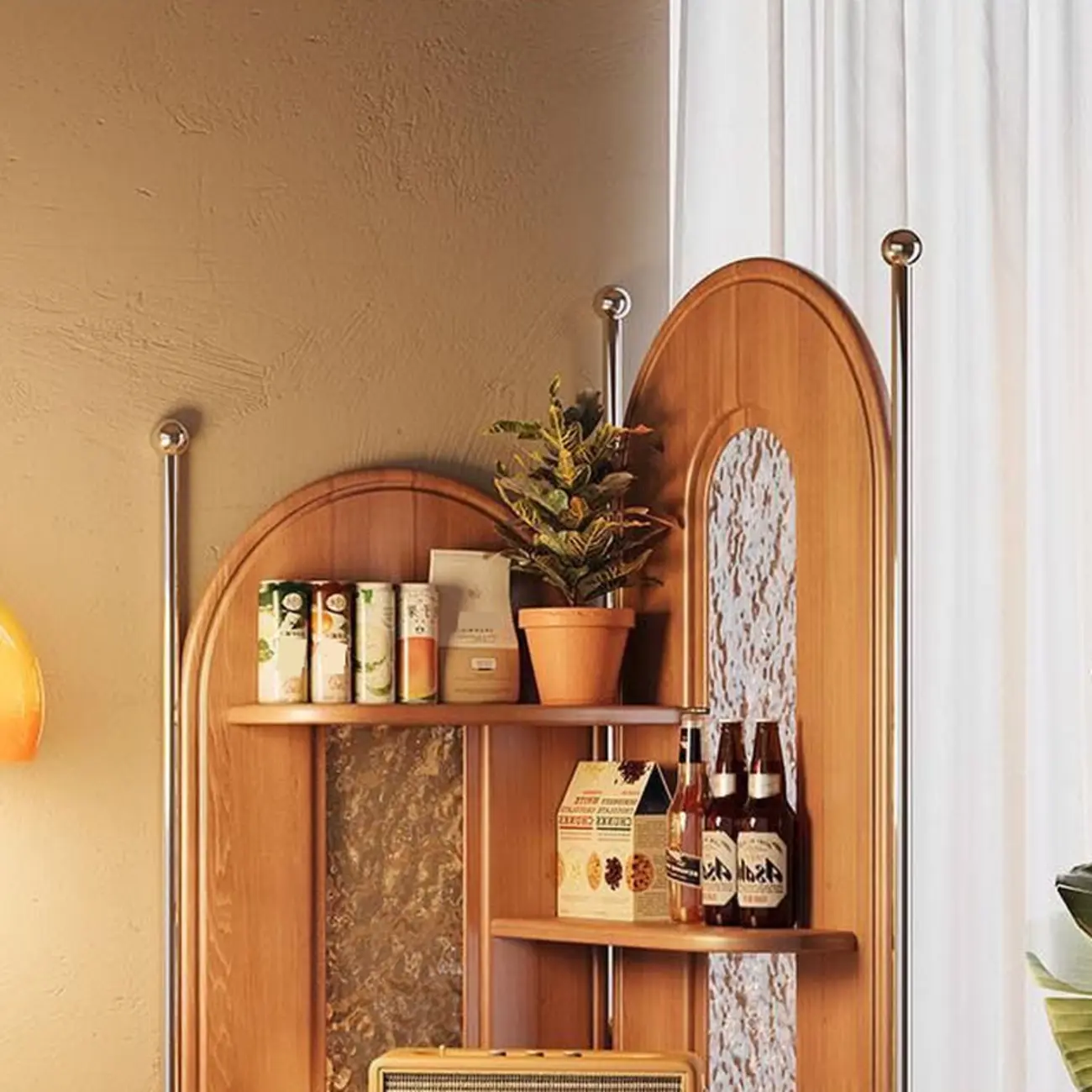 Vintage Brown Silver Corner Decorative Display Bedroom Cabinet Image - 5 | homeyfad