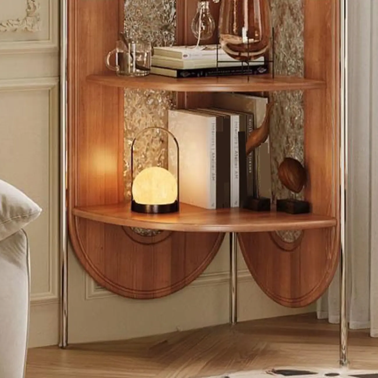 Vintage Brown Silver Corner Decorative Display Bedroom Cabinet Image - 6 | homeyfad