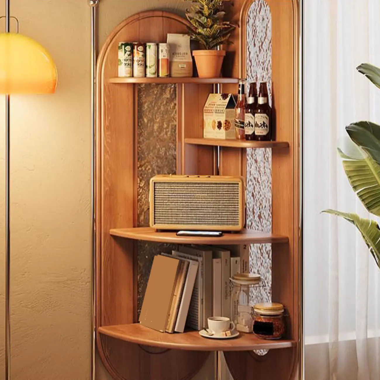 Vintage Brown Silver Corner Decorative Display Bedroom Cabinet Image - 8 | homeyfad