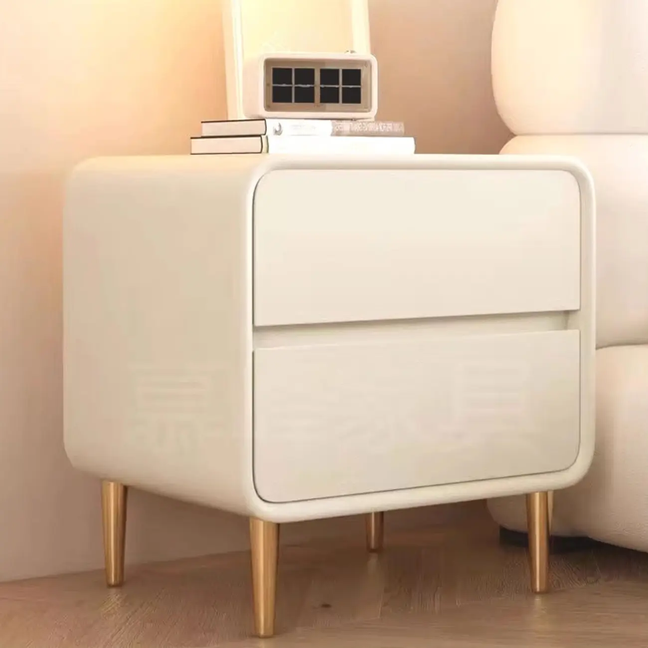 Modern White Bedside Table with Storage Drawers | homeyfad