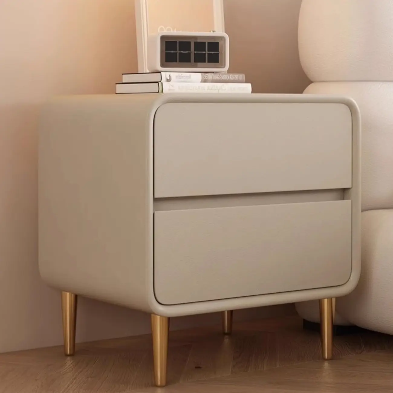 Modern White Bedside Table with Storage Drawers | homeyfad