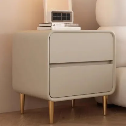 Modern White Bedside Table with Storage Drawers