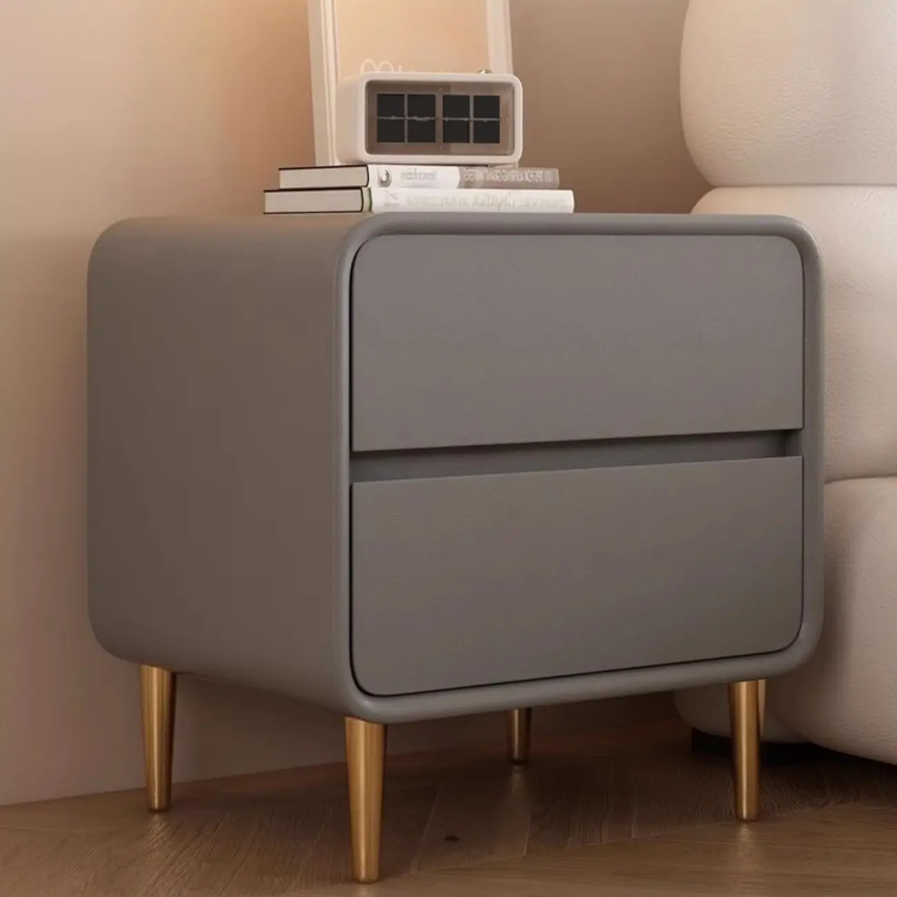 Modern White Bedside Table with Storage Drawers | homeyfad