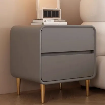 Modern White Bedside Table with Storage Drawers