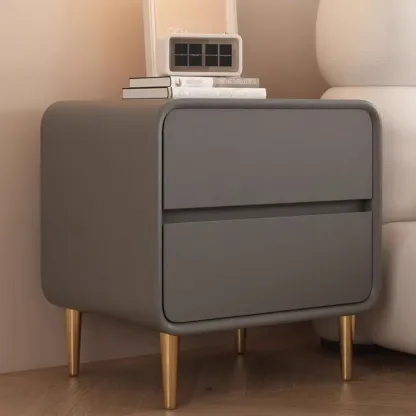 Modern White Bedside Table with Storage Drawers