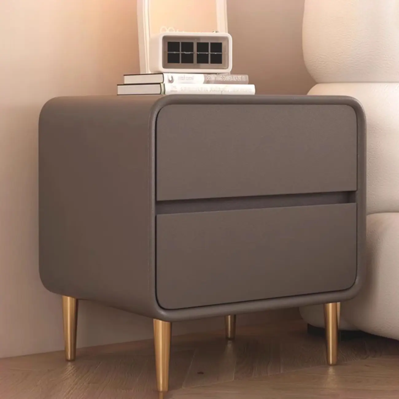 Modern White Bedside Table with Storage Drawers | homeyfad
