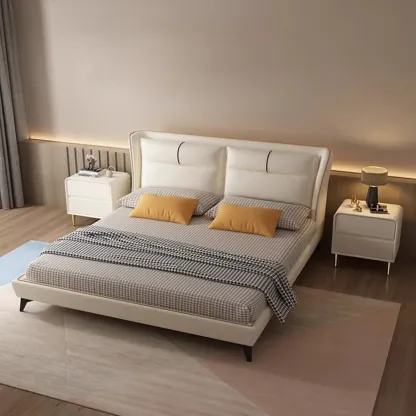 Modern White Bedside Table with Storage Drawers