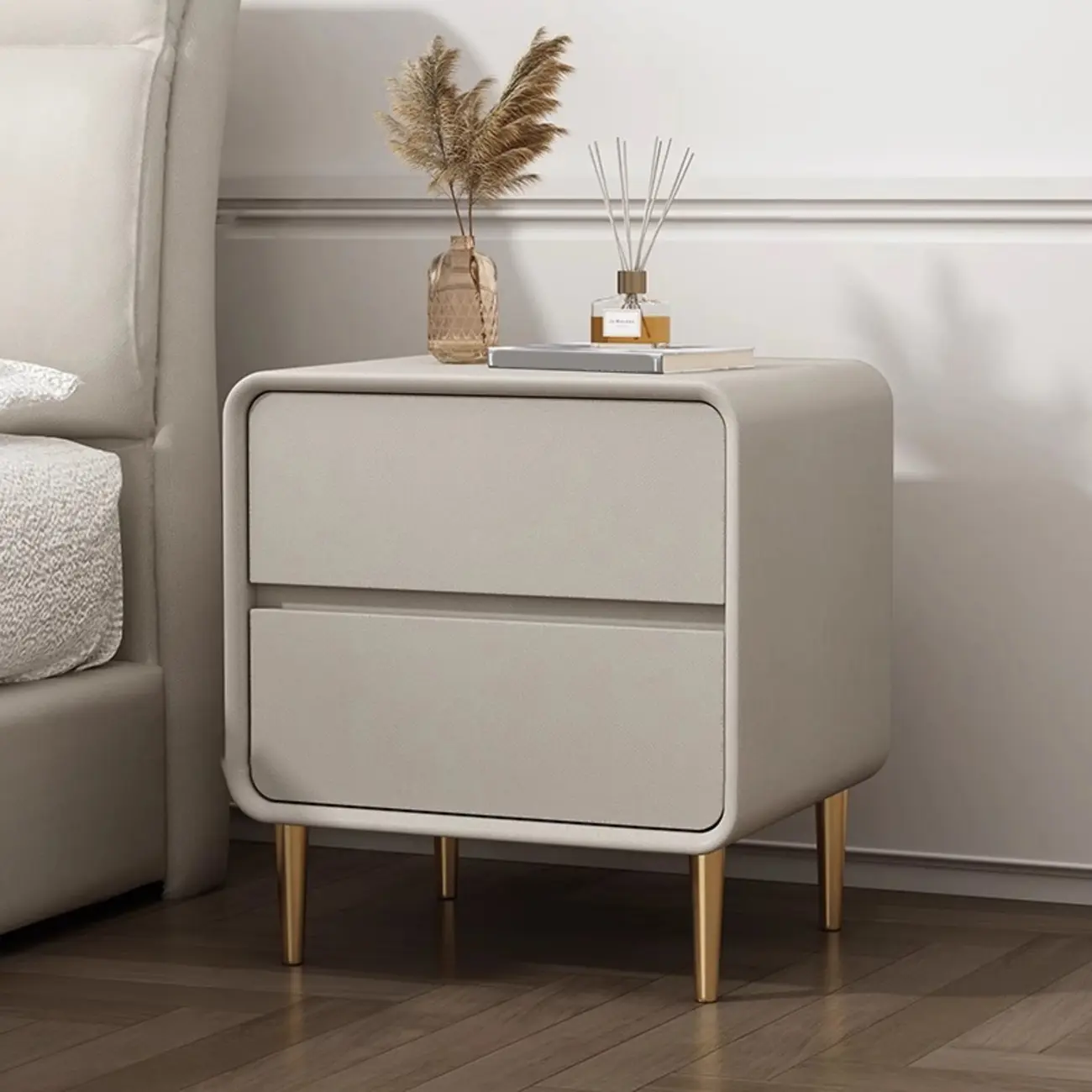 Modern White Bedside Table with Storage Drawers | homeyfad