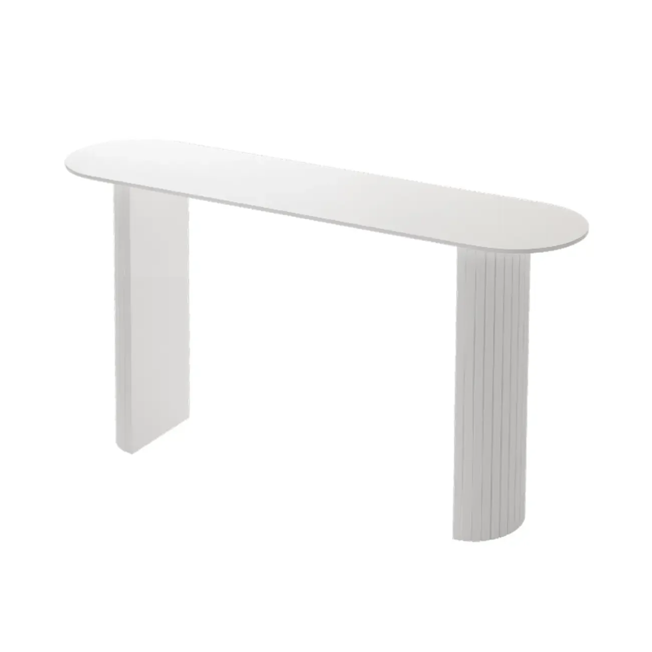 Scandinavian Oblong Black Stone Ribbed Steel Bar Tables Image - 2