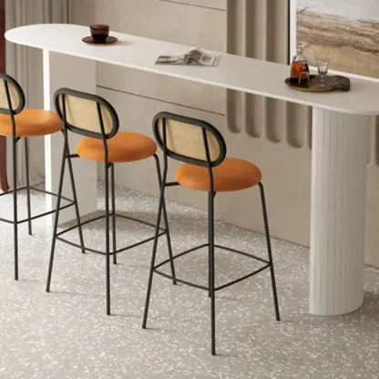 Scandinavian Oblong Black Stone Ribbed Steel Bar Tables Image - 3