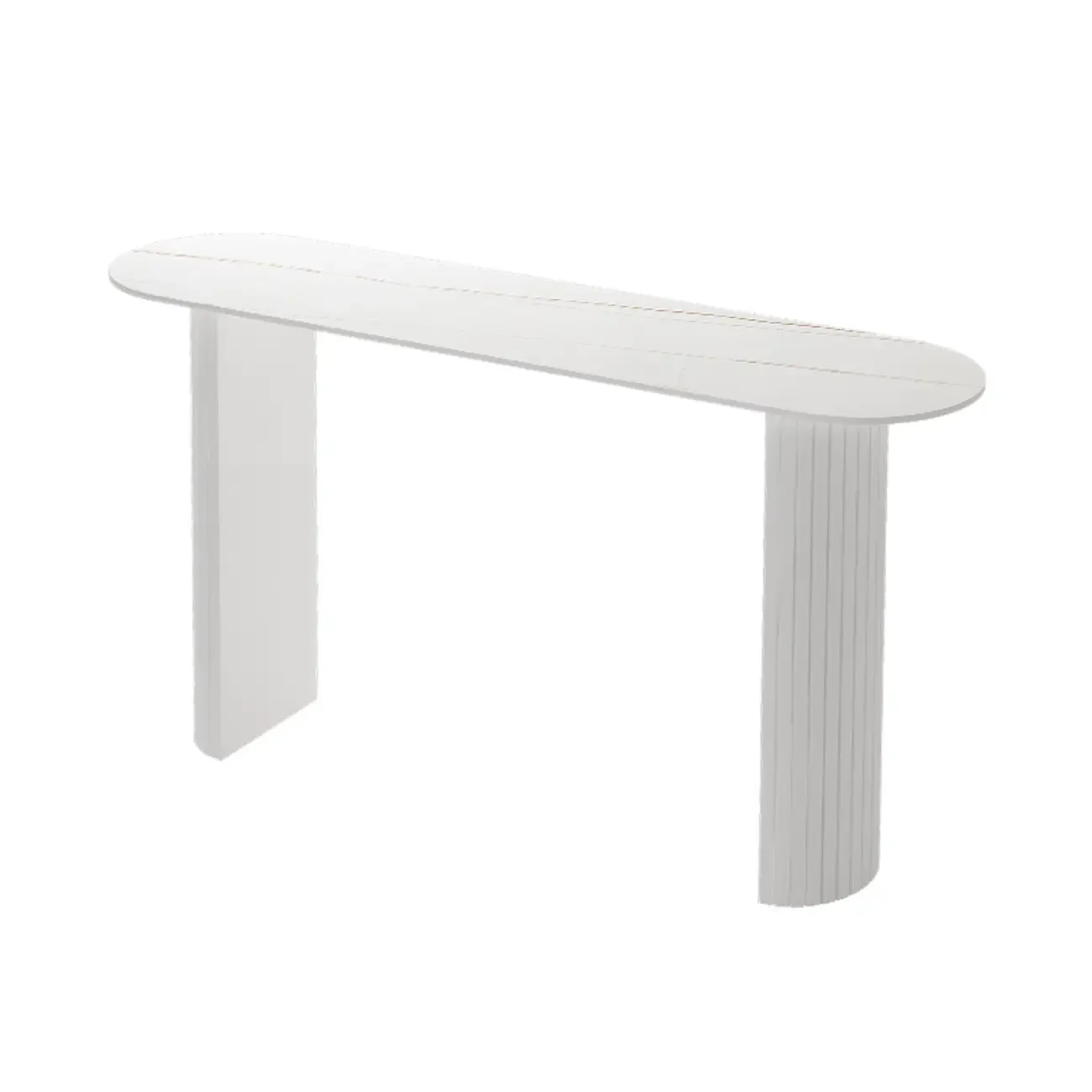 Scandinavian Oblong Black Stone Ribbed Steel Bar Tables Image - 8