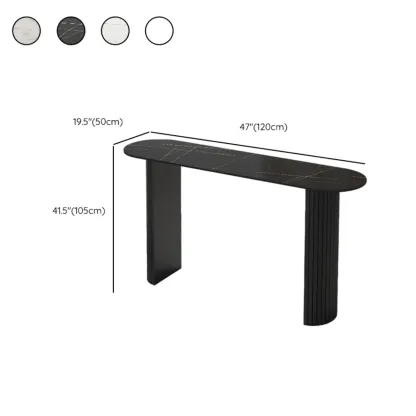 Scandinavian Oblong Black Stone Ribbed Steel Bar Tables #size